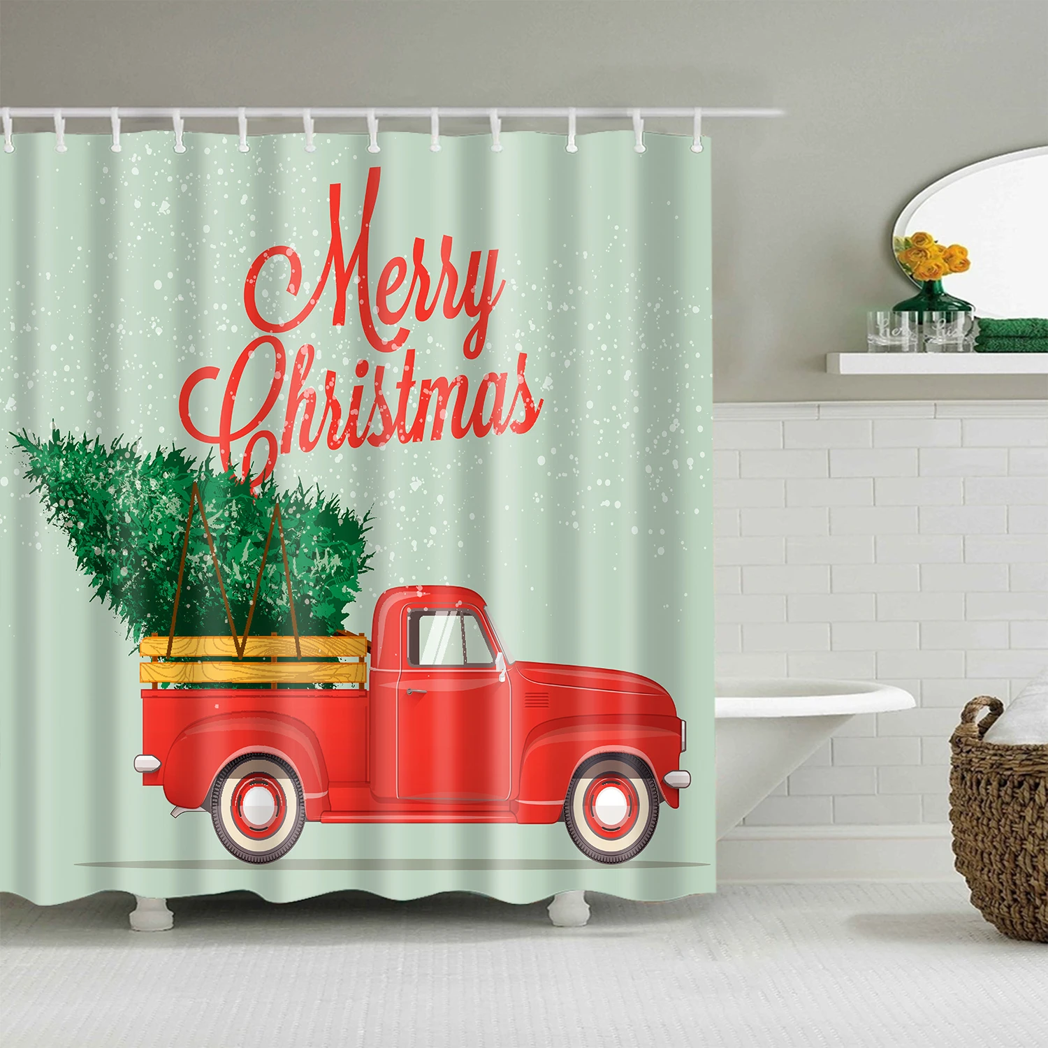 Merry Christmas Санта Клаус деревья Снежинка занавеска для душа s ванная комната занавеска s Frabic Водонепроницаемый полиэстер занавеска для ванной с крюком