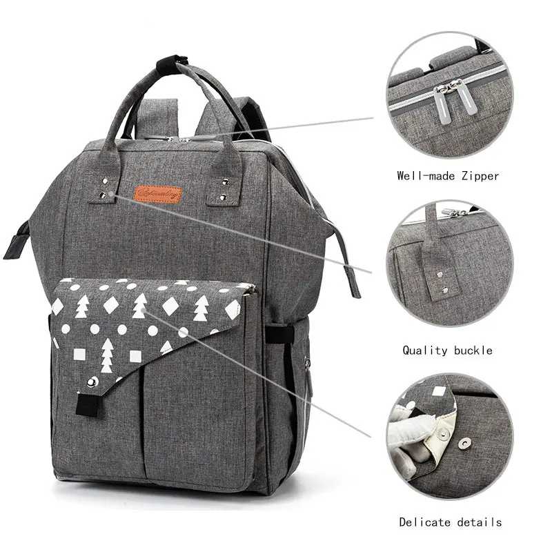 Fashion Diaper Bag Multi-pocket Mummy Maternity Nappy Bag With USB Large Capacity Printed Stroller Travel Backpack Baby Care Bag