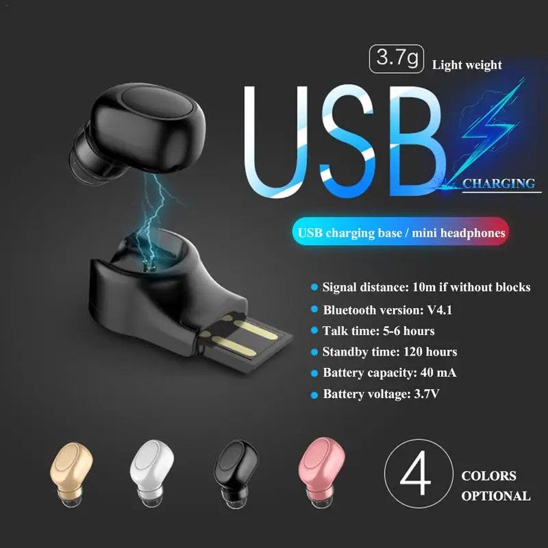 

Hifi Mini Bluetooth Wireless Sport Earphones Earbuds In Ear Handsfree Headsets Magnetic USB Charger With MIC For Tablet Phone