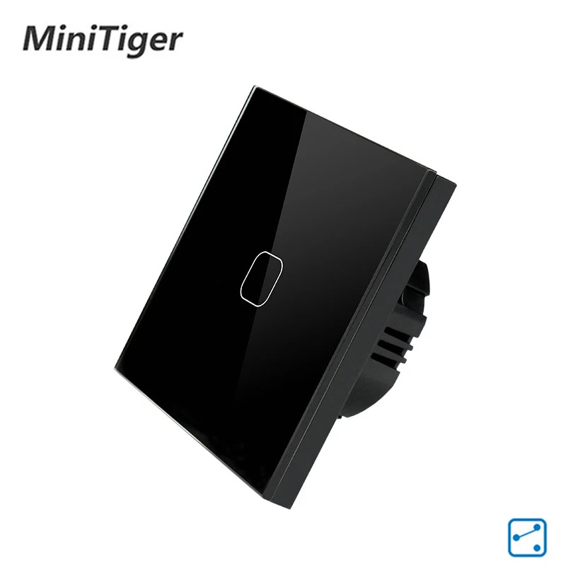 Minitiger ЕС стандартный настенный сенсорный выключатель 1 банда 2 способ управления сенсорный экран переключатель, Хрустальная стеклянная панель, 220-250 В