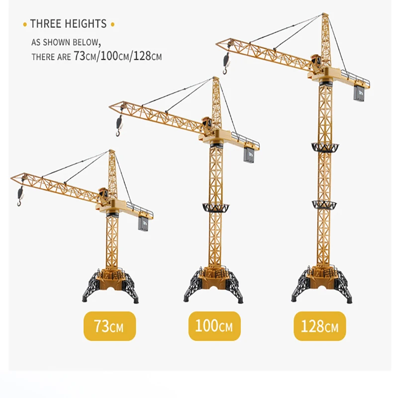 2.4G 6CH 128CM Remote Control Excavator Tower Crane 680 Rotation Lift Model With Light & Sound  RC Engineering Toy For Kid Gift 2