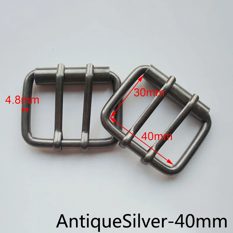 AntiqueSilver-40mm Meetee 4/10p 40/50/60 мм металлический двойной контактный ролик ремня пряжки пальто веб-ремень, регулируемый жгут "сделай сам", мужская сумка для аксессуаров - Цвет: AntiqueSilver-40mm