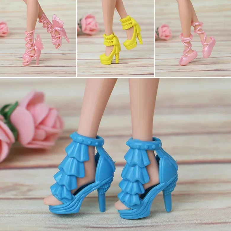 80pcs 40 Pairs Different High Heel Shoes Boots For Doll Dresses Clothes Randomly 