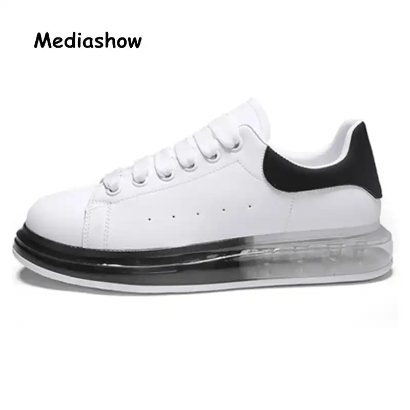 all white platform trainers