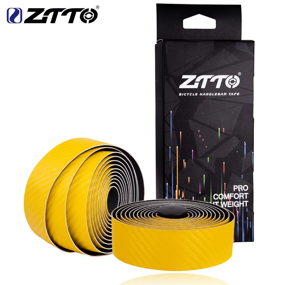 

ZTTO Road Bicycle Handlebar Carbon Fiber Pattern EVA PU Bar Tape Soft Cycling Damping With 2 Bar Plug Road bike Handlebar tape