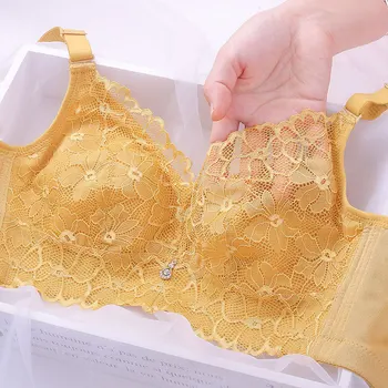 

Latex Underwear Women's Non-Steel Ring Large Bust Significantly Smaller Thin Push up Breathable Adjustable Anti Sagging Paper Br