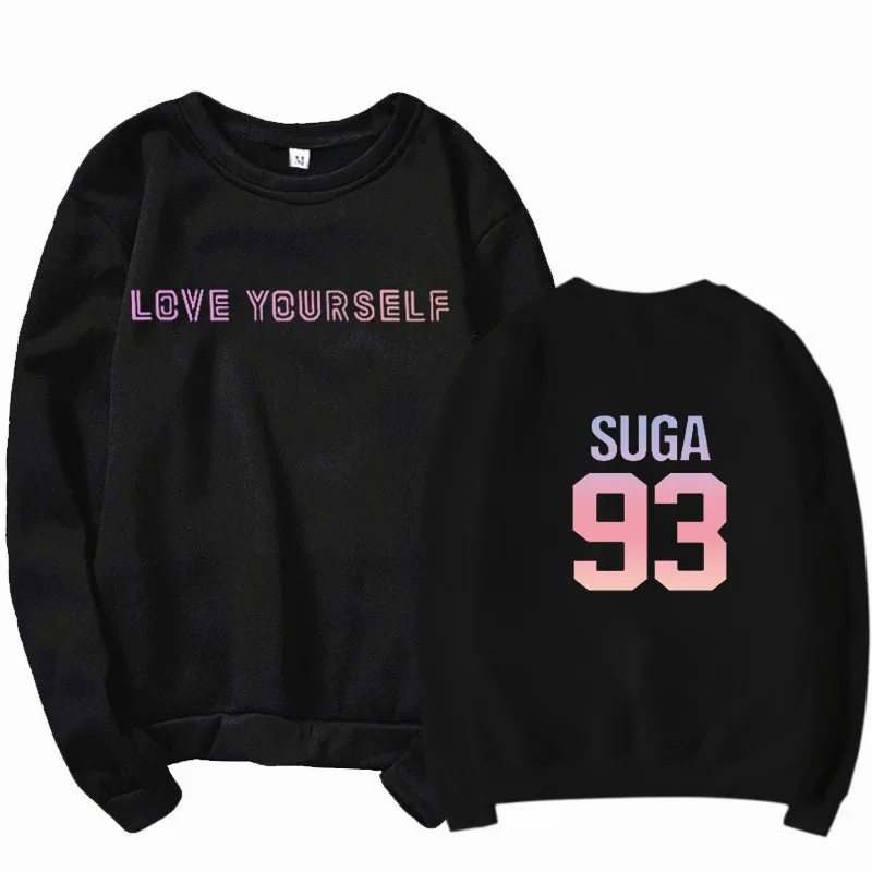 Sweatshirt93suga Love yourself, толстовка answer idol, Bangtan boys Kpop v(taehyung) jungkook jimin suga jhope RM rapmonster jin Harajuku style - Цвет: Sweatshirt93suga