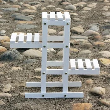 

23x7x21cm White Wooden Plant Flower Pot Shelf Stand Holder Garden Balcony Display Rack Wrought Multi-layer Interior Decoration