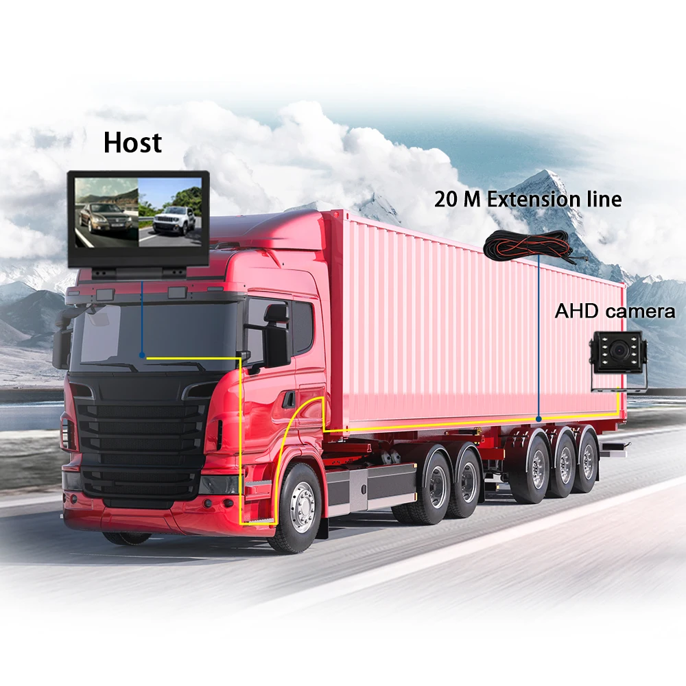 12 V-40 V " HD ips резервная камера автомобильный монитор+ Автомобильное зарядное устройство для грузовиков автобус RV трейлер экскаватор