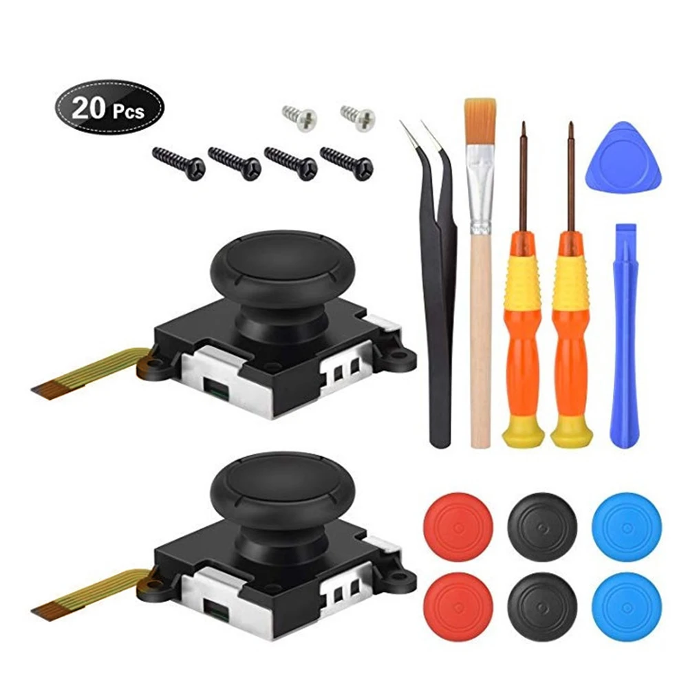 3D Analog Joycon Joystick Thumb Sticks Sensor Replacements Accessories For Nintend Switch Joy Con Controller Housing w/ Tool Kit 