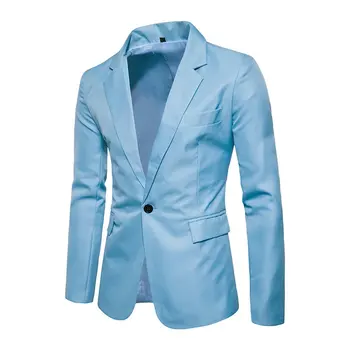 

Men Suit Jacket Autumn Slim Tops Wedding Blazer Coats Plaid Elegant American Royal Blue Vest Casual Male Suits Masculino