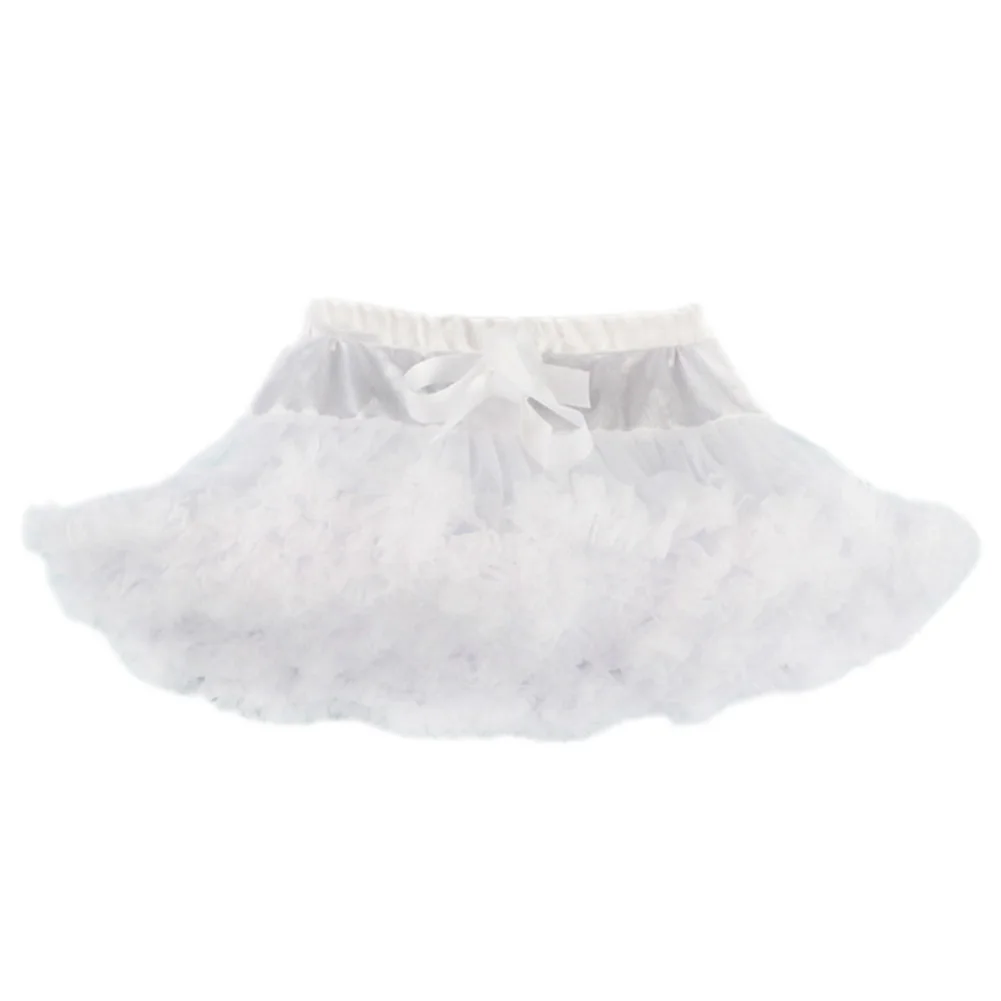 Girls Skirt Princess Fluffy Soft Tulle Ballet Birthday Party Skirt Solid Color Sweet and Lovely Female JS24 - Цвет: Белый