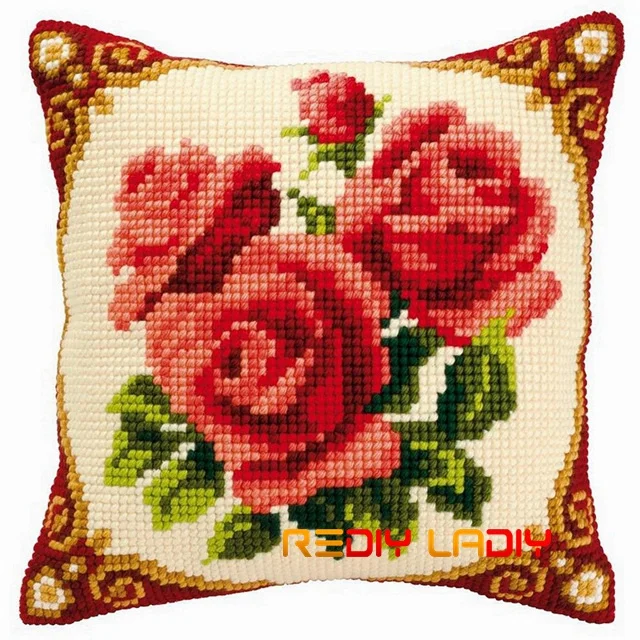 CX0106 «Сделай сам» вышивка крестиком чехол для подушки розами Poppy Дейзи на не сужающемся книзу массивном, перекресная строчка, Наборы акриловой пряжи Подушка Чехол домашний декор Хобби& Crafts - Цвет: CX0106