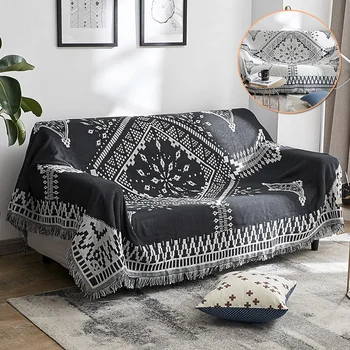 

Geometry Sofa Throw Blanket Simple Carpet Tapestry Black White Side Sofa Towel Mat Knitted Throw Blankets Bedspread Home Textile