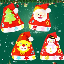 4 шт DIY Рождественская шляпа Детская игрушка ручной работы материал мешок Санта Клаус, Рождественская елка, снеговик, Лось мультфильм