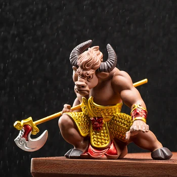 

F Purple Sand Bull Demon Home TV Cabinet Office Desk Top Decorations Animal Lucky Cow Ceramic Ornaments Fairy Garden Miniatures