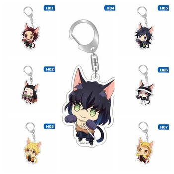 

Anime Demon Slayer Kimetsu No Yaiba Cosplay Accessories Hashibira Inosuke Acrylic Pendant Necklace Keychain Key Ring Toy Gifts