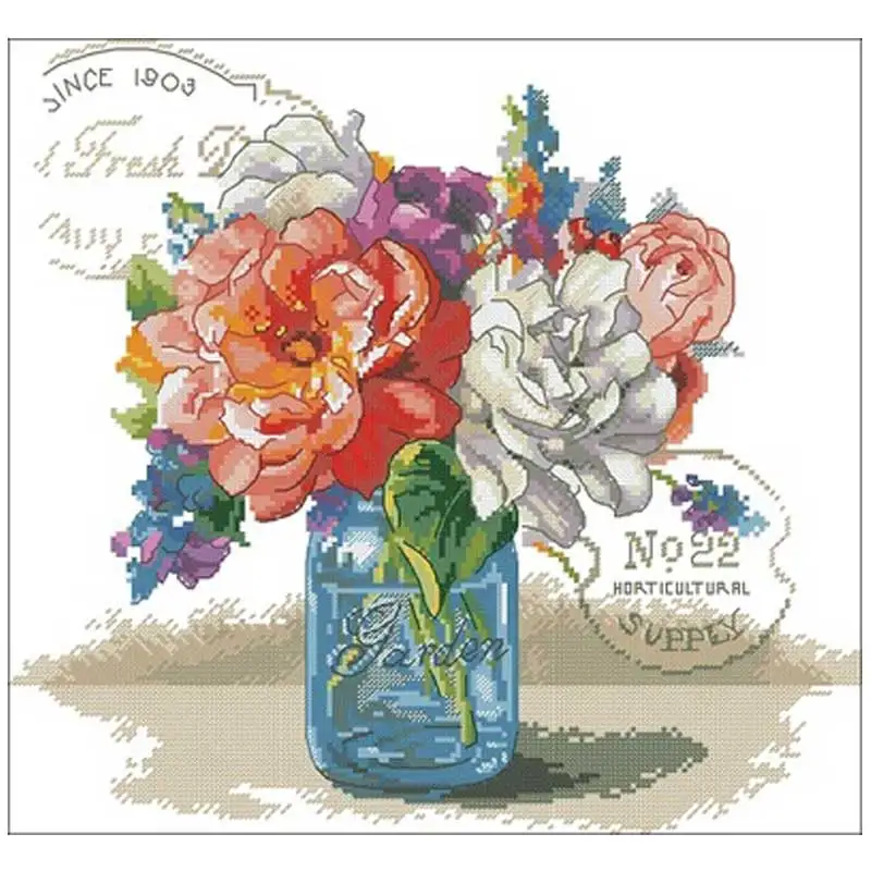 

Vase and flower patterns Counted Cross Stitch DMC 11CT 14CT 18CT DIY Chinese Cross Stitch Kits Embroidery Needlework Sets