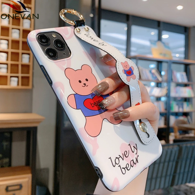 Модный милый медведь для Iphone 11 чехол Pro Max mate XR XS X 11por 6 6s 7 8 Plus брендовый браслет
