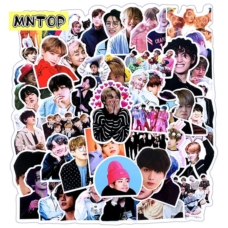 10/30/50 unids/set Bangtan pegatinas para niños KPOP estrellas pegatinas ídolos lindo fotos juguetes pegatinas para Skateboard maleta portátil