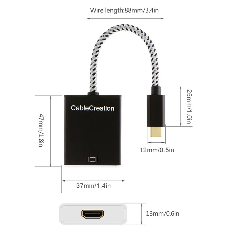 USB C к HDMI 4K адаптер, кабель usb type C к HDMI Thunderbolt 3 совместим, совместим с MacBook Pro //