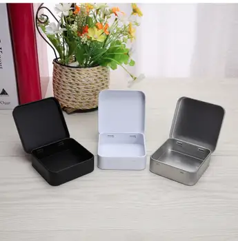 

200 PCS Mini Metal Tins Container Square Hinged Flip Storage Tin Box Small Kit Case Jewelry Coin Candy Condom Organizer Portable