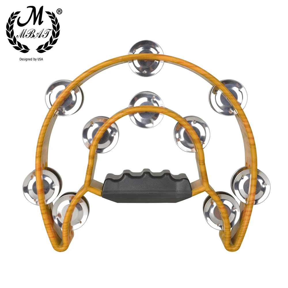 M MBAT Double Layer Hand Bell Portable Musical Gift Educational Toy Percussion Instrument for Kids Party Freestyle Tambourine