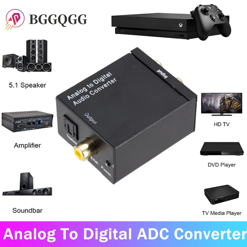 BGGQGG Analog To Digital ADC Converter Optical Coax RCA Toslink Audio Sound Adapter SPDIF Adaptor For DVD Apple TV Xbox 360  | Кабели VGA -1005003294081108