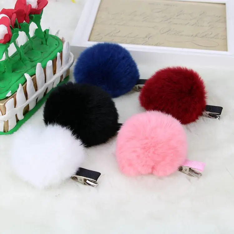 

Korean new style headdress cute rabbit hair clip fur side clip cute plush boutique headdress
