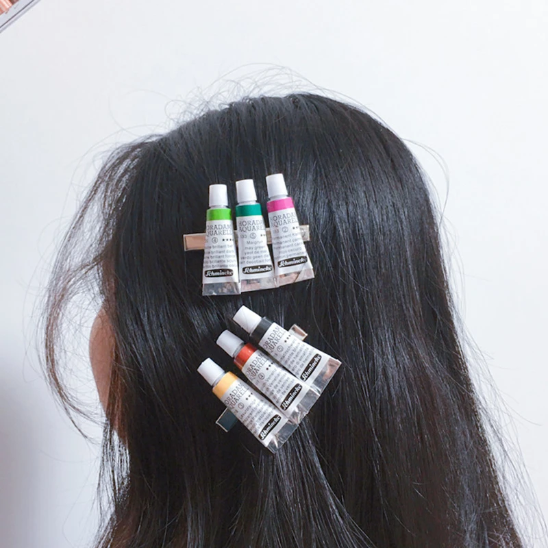 Donarsei-재미있는 페인트 수채화 물감 헤어 클립 여성용, 크리에이티브 핸드메이드 덕빌 헤어핀, 어린이 머리핀, 파티