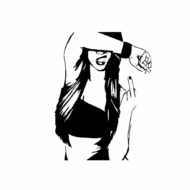 

Car Sticker Girl Middle Finger PVC Decal Car Sticker Decoration 17.8cm * 13.6cm