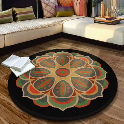 Diameter 100CM Новая мода 8 размеров 11 цветов коврик для йоги коврик для гостиной татами круглый коврик машинная стирка 100*100 см западный стиль напольный коврик - Цвет: Diameter 100CM