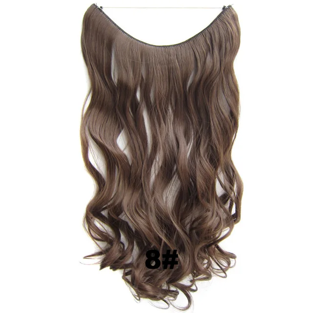 24inch 50grams 100grams Synthetic Hair Extension Gradual Color Brown Gray Blonde String Halo Hairpieces Extensions 100g-8-wavy