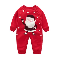 Barboteuse de noël rouge pour nouveau nés, combinaison à manches longues pour bébés filles/garçons, vêtements d'hiver 