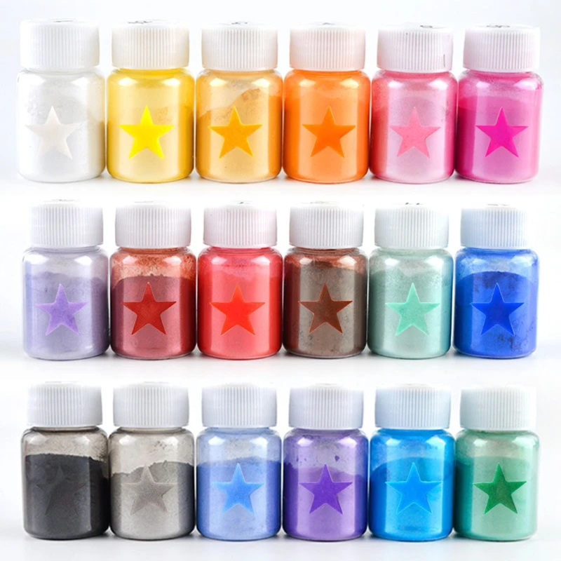 18 Colors Mica Powder Epoxy Resin Color Pigment Dye Set Cosmetic Grade Mica Powder for  Lip Gloss Soap Making Bath Bomb