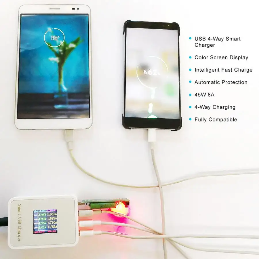 Stopcontact USB 4-полосная мобильный телефон смарт-зарядное устройство Зарядное устройство ЖК-дисплей в режиме реального времени цифровой Дисплей Быстрая зарядка QC3.0 enchufe pared