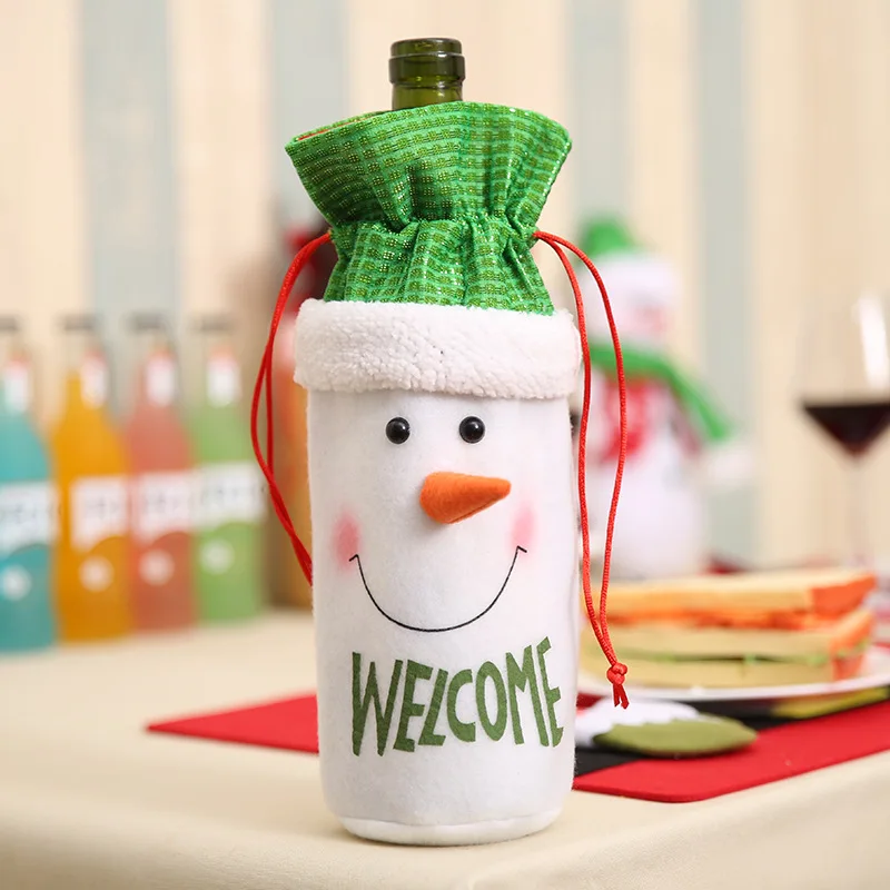 Новогодняя Рождественская бутылка вина Противопыльный чехол Санта-Клаус Noel ужин рождественское настольное украшение украшения для дома подарок - Цвет: 3D snowman