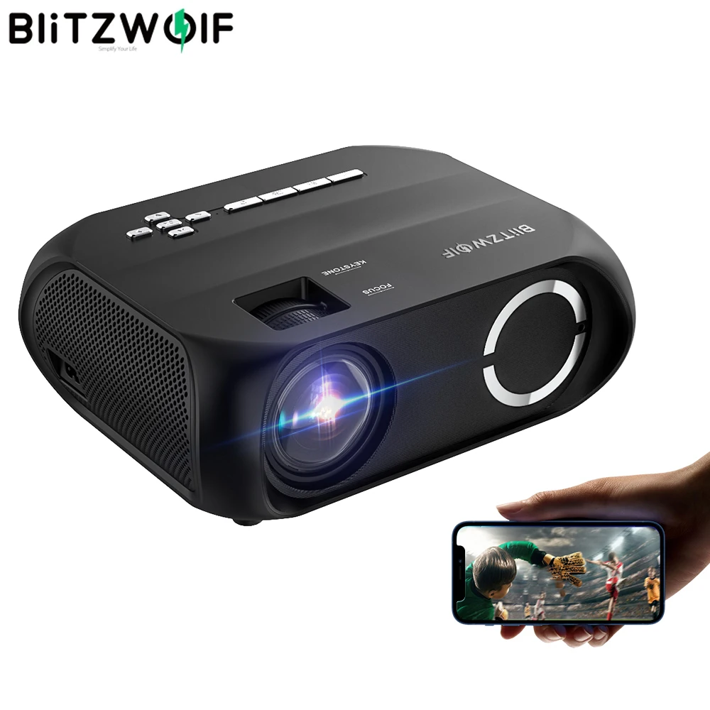 BlitzWolf BW-VP11 LCD LED HD Projector 1280x720P 200ANSI Home Cinema  Outdoor Movie Projectors Wireless Streaming Mini Projector