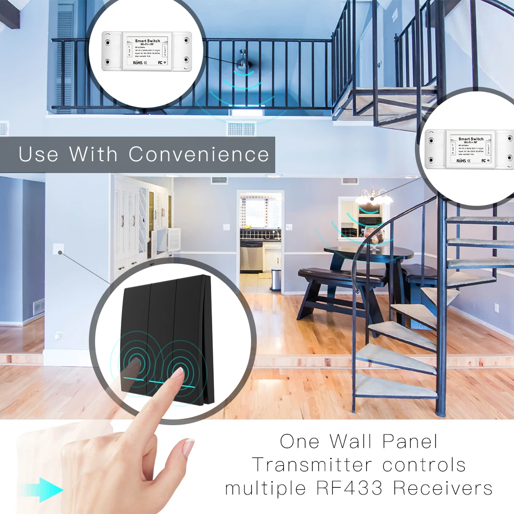 RF433 приемник Wifi Беспроводной RF пульт дистанционного управления умный кнопочный переключатель, приложение Smart Life/Tuya, работает с Alexa Google Home