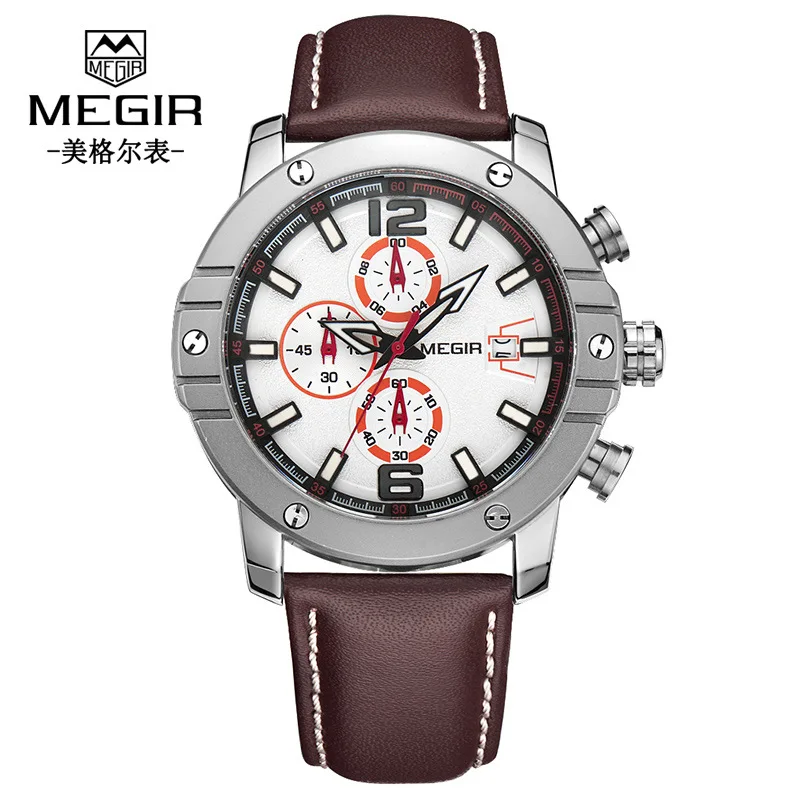 

[Natural detox gainer Multi-functional Timing Waterproof Calendar Genuine Leather Quartz Movement MEN'S Watch] Model: 2046G