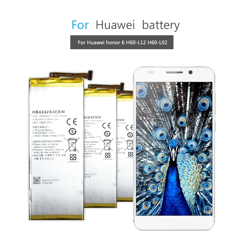

Mobile Phone Battery for Huawei honor 4X honor 6 honor che2-l11 H60-L01 H60-L02 H60-L11 H60-L04 Battery 3100mAh HB4242B4EBW