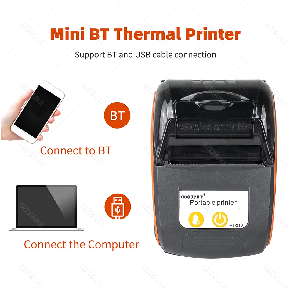 Imprimante photo Non renseigné Imprimante thermique mini portable sans fil  Bluetooth 57 mm avec 11 rouleaux de papier d'impression -Rose