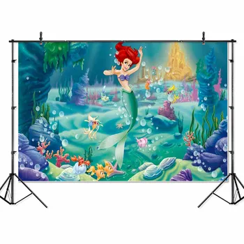 

Vinyl princess mermaid undersea childbirthday Banner photo Backgrounds Printed Professional Indoor Photographic studio Backdrops