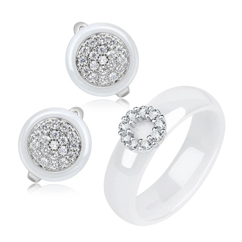 Bling CZ Кристалл Круг геометрический для женщин Ювелирные наборы никогда не