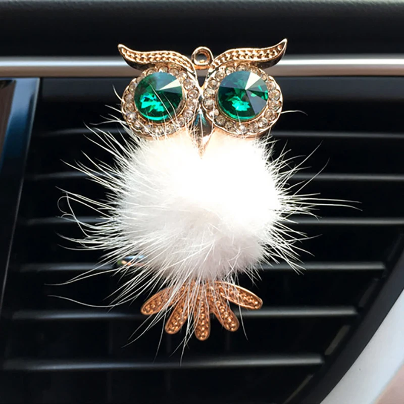 

Diamond Fur Owl Car Air Freshener Auto Outlet Perfume Clip Scent Aroma Car Diffuser Bling Car Accessories Interior Decor Gifts