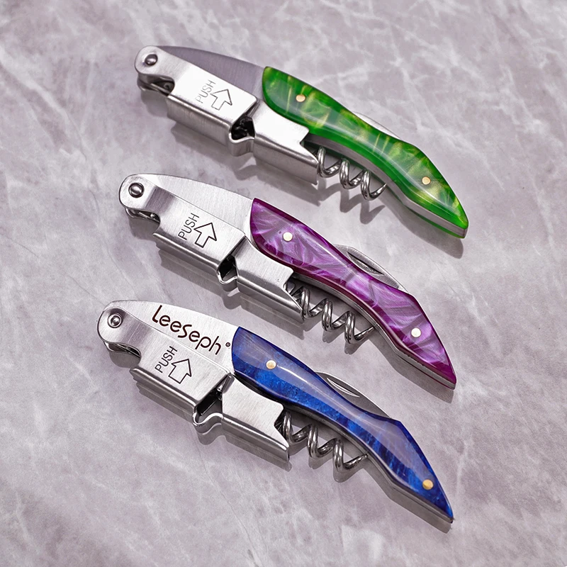 Wine opener, professional waiters corkscrew, pu bag, bottle opener and foil cutter gift for wine lovers