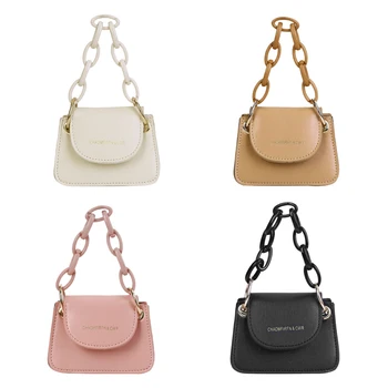 

Casual Women Shoulder Bag Acrylic Chain PU Leather Small Flap Crossbody Handbag Fashion Exquisite Shopping Bag