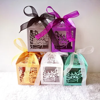 

10pcs Musical Notes Candy Boxes Sweets Favor Gift Boxes With Ribbon For Teachers' Day Birthday Easter Wedding Party Decoration