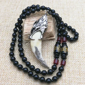 

Hot blood wolf tooth Necklace hungry wolf legend dog tooth Tibetan mastiff Tooth Pendant wolf tooth pendant security jewelry bir