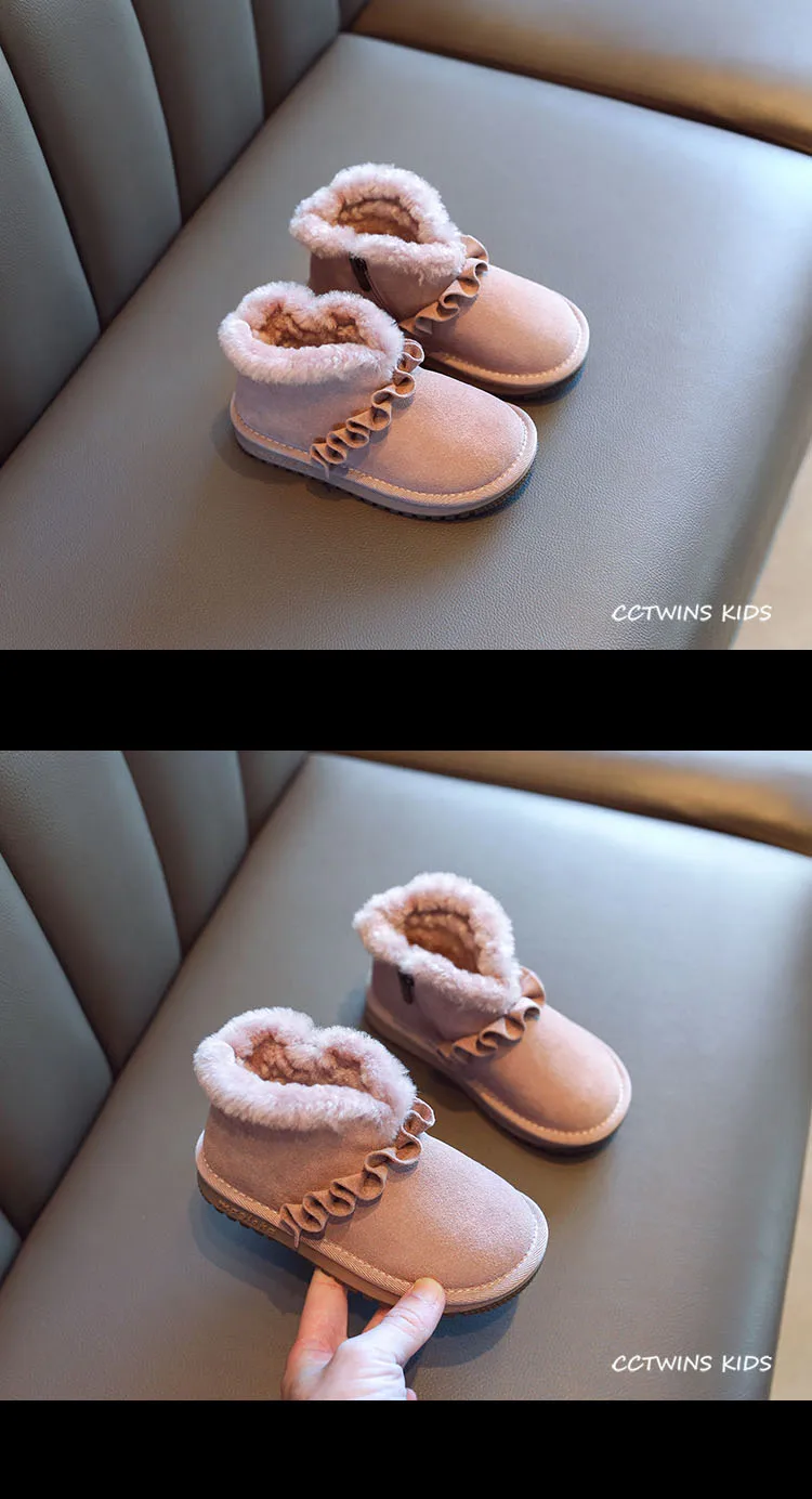 CCTWINS/детская обувь; коллекция года; зимняя детская модная замшевая обувь для маленьких девочек; брендовые зимние ботинки для малышей; черные короткие ботинки; SNB088